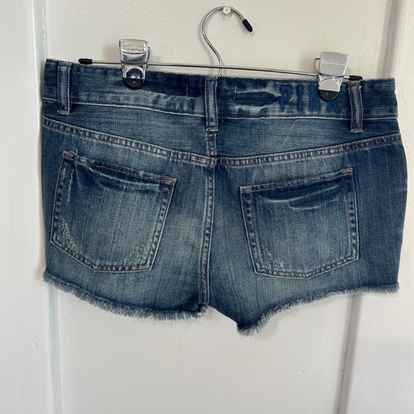 Victoria's Secret Pink Denim Cheeky Leopard Cut-off Shorts Distressed Cheetah - Picture 2 of 10